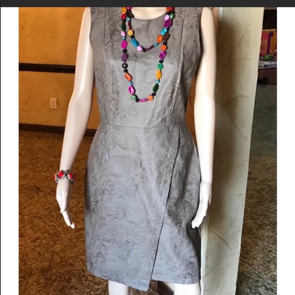 Kenneth Cole Sleeveless Faux leather Wrap Dress - Picture 3 of 8